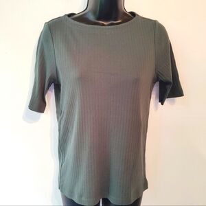 Uniqlo Ribbed Pima Cotton Boat neck Tee M NEW